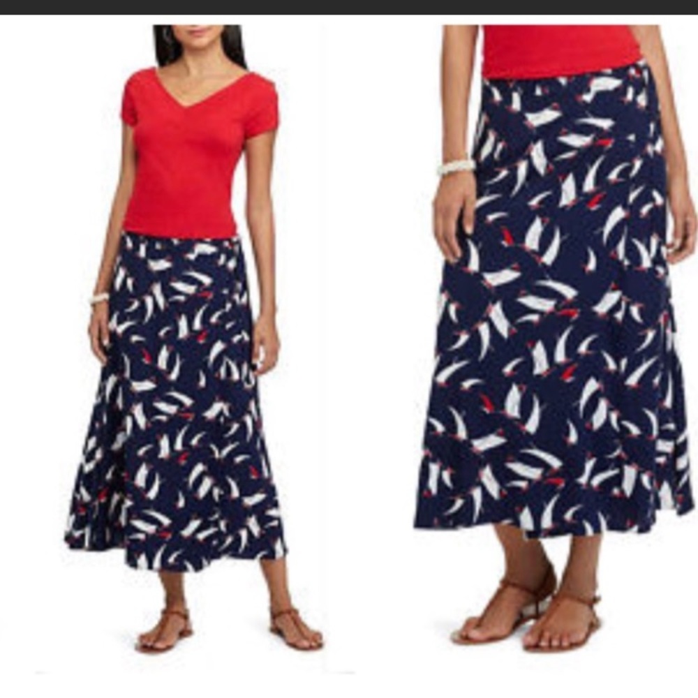Chaps Sailboat Print Wrap Skirt